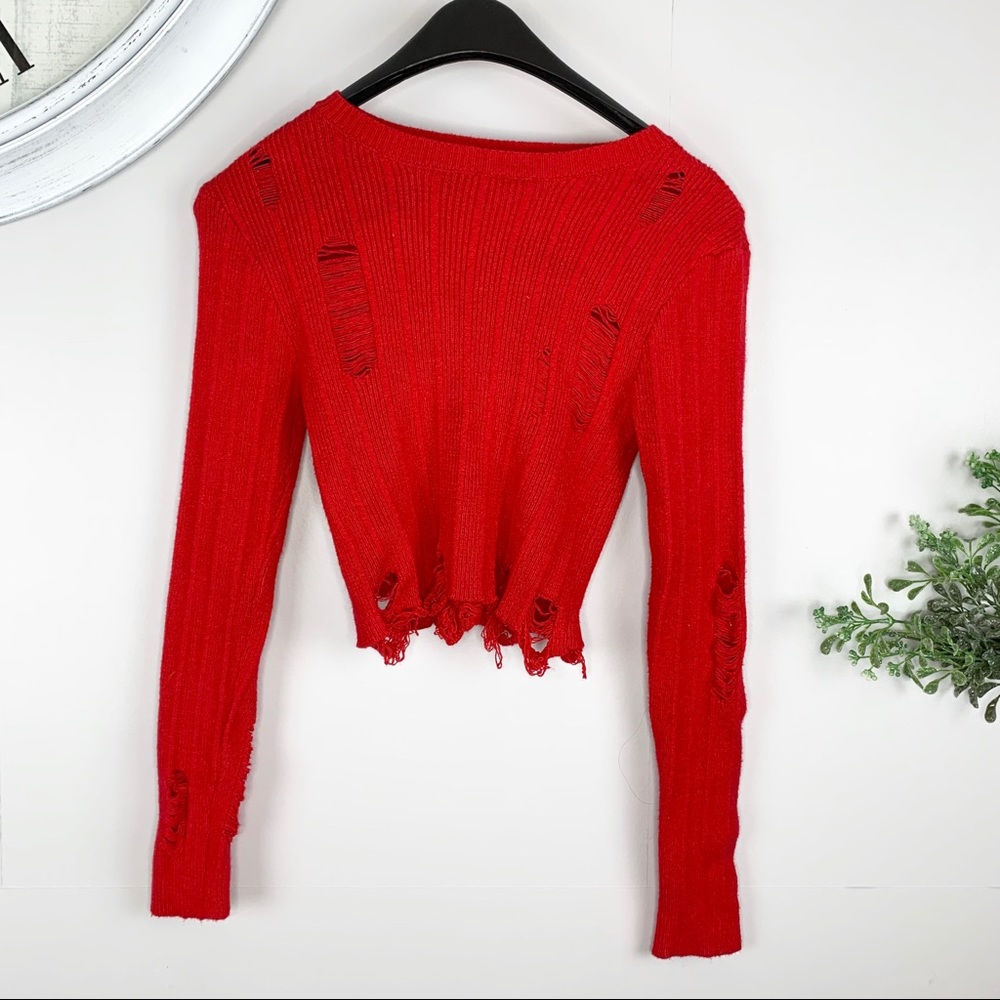 Red Crop Top Sweater! Super cute. NWOT